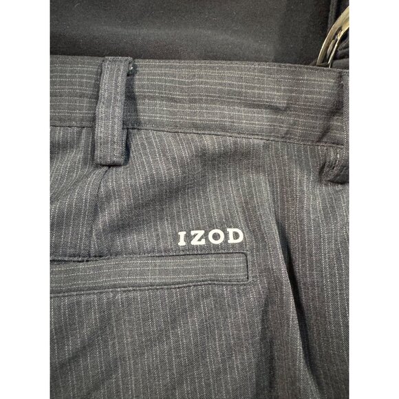Izod Golf Mens Pinstripe Pants 34x32 Black Polyester Blend Straight Fit - Picture 6 of 11